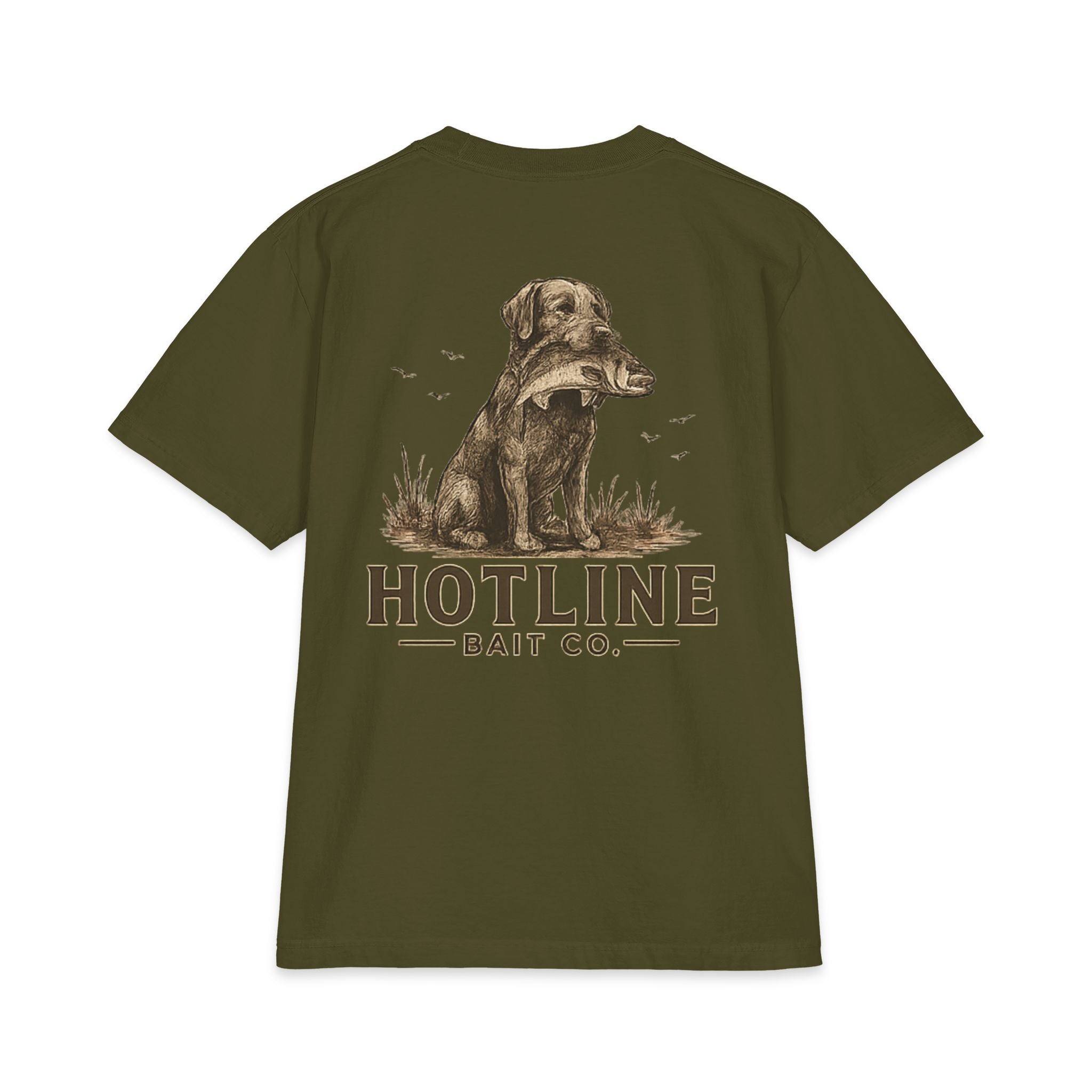 Hotline Bait Co. Labrador T-Shirt — Vintage Fishing Dog Tee