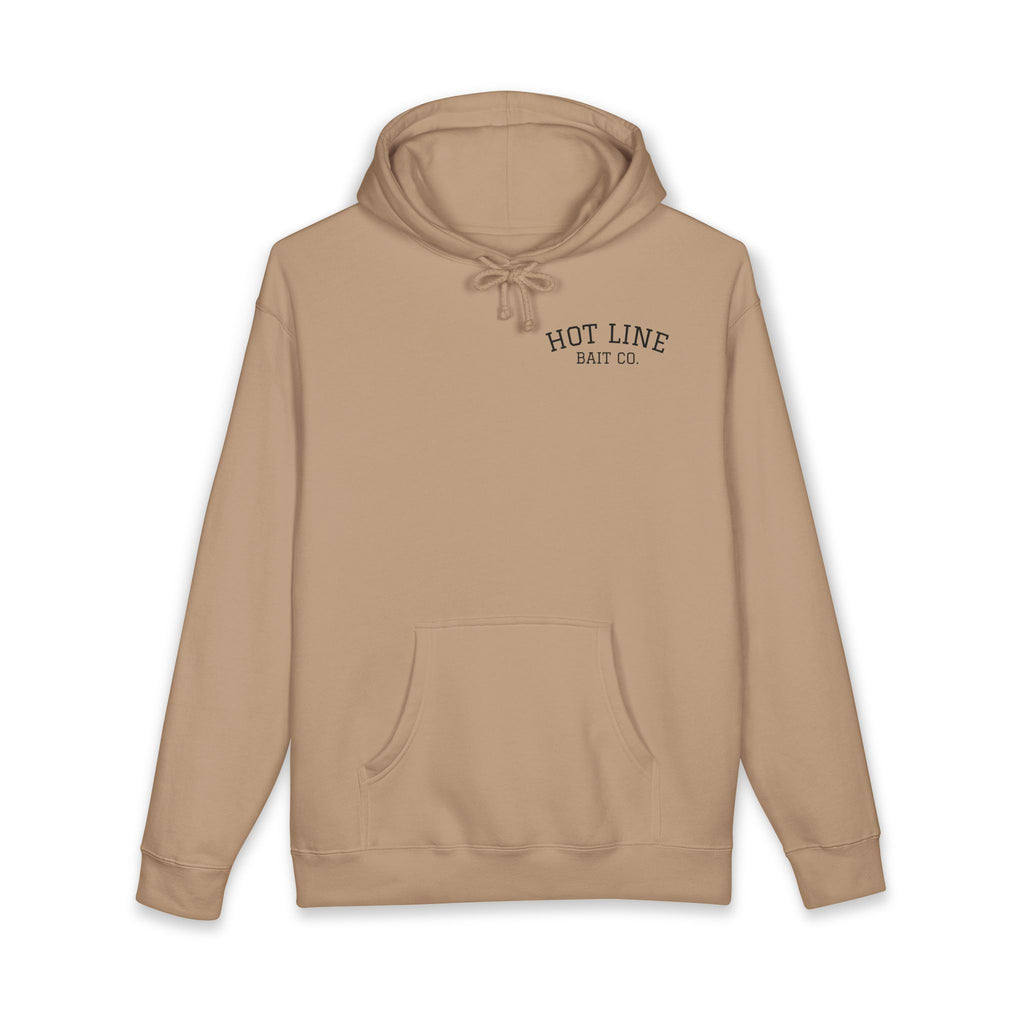 Hot Line Bait Co. Fishing Hoodie — Vintage Angler Logo Pullover