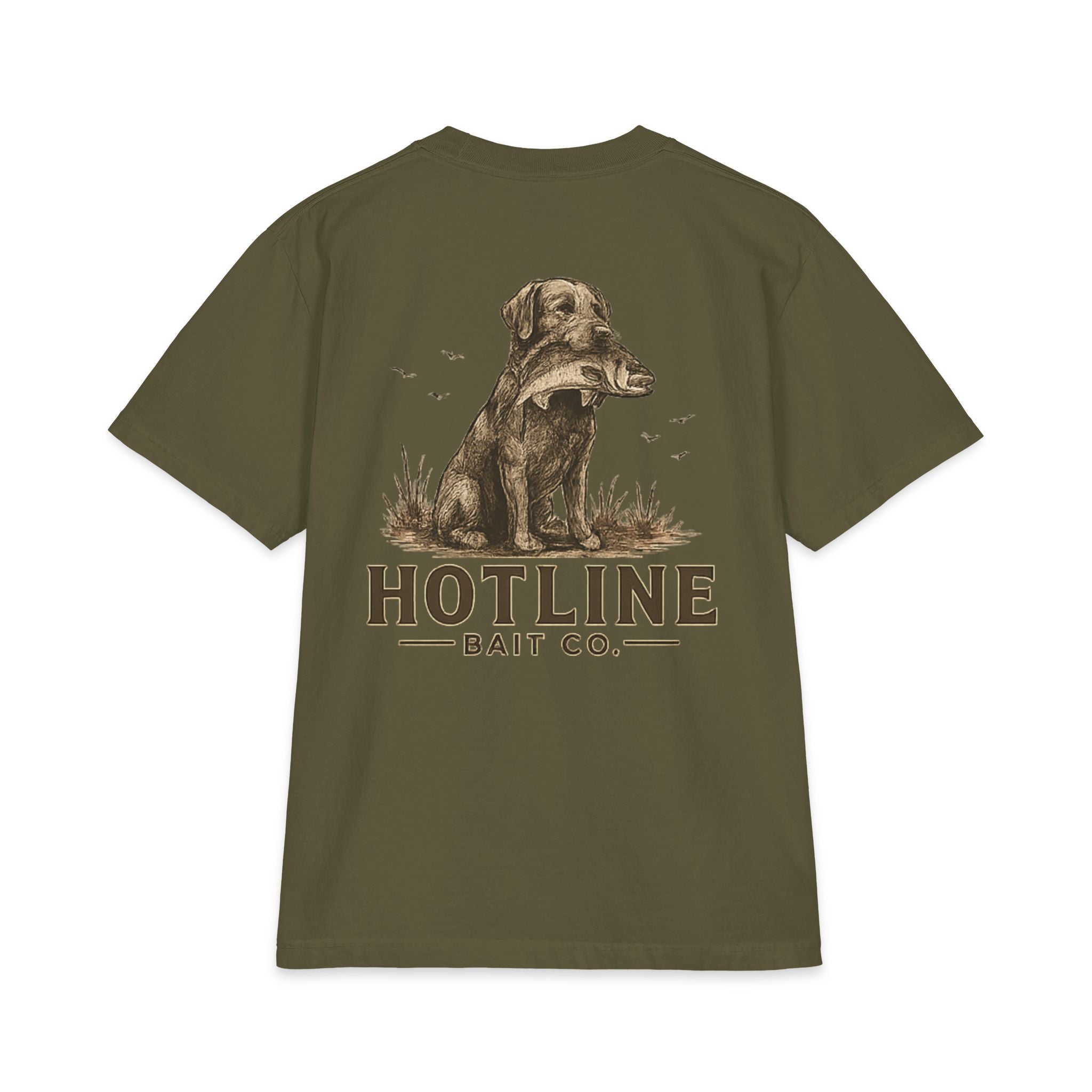 Hotline Bait Co. Labrador T-Shirt — Vintage Fishing Dog Tee