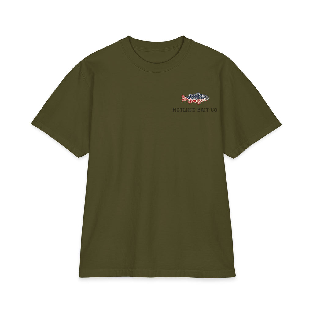 Patriotic Bass Tee — Hotline Bait Co. Fishing T-Shirt