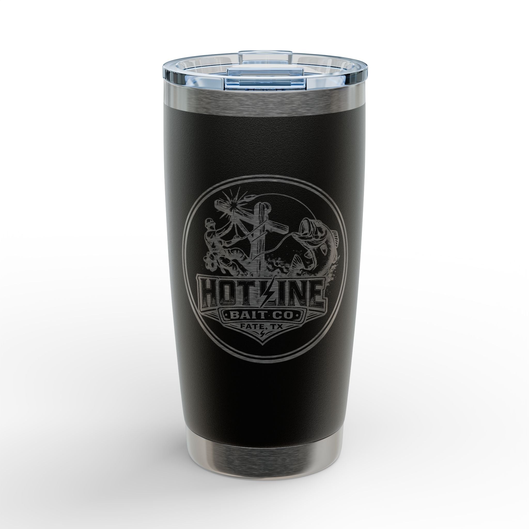 20oz Engraved Tumbler — Hot Line Bait Co. Fishing Logo Stainless Travel Cup