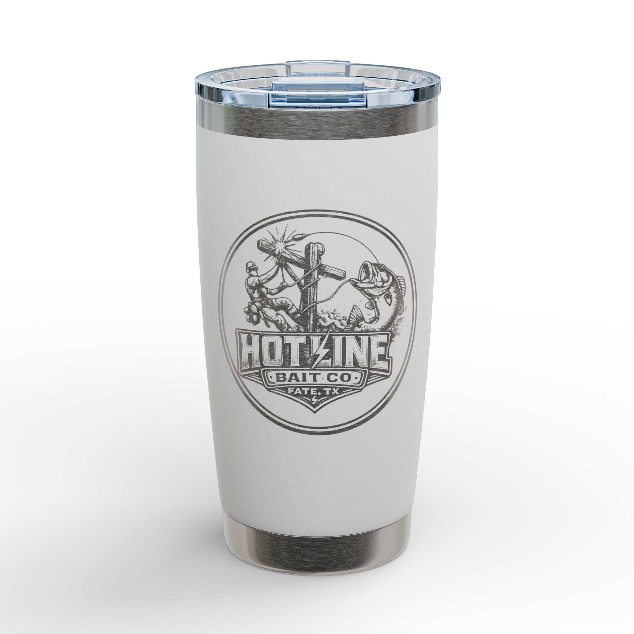 20oz Engraved Tumbler — Hot Line Bait Co. Fishing Logo Stainless Travel Cup
