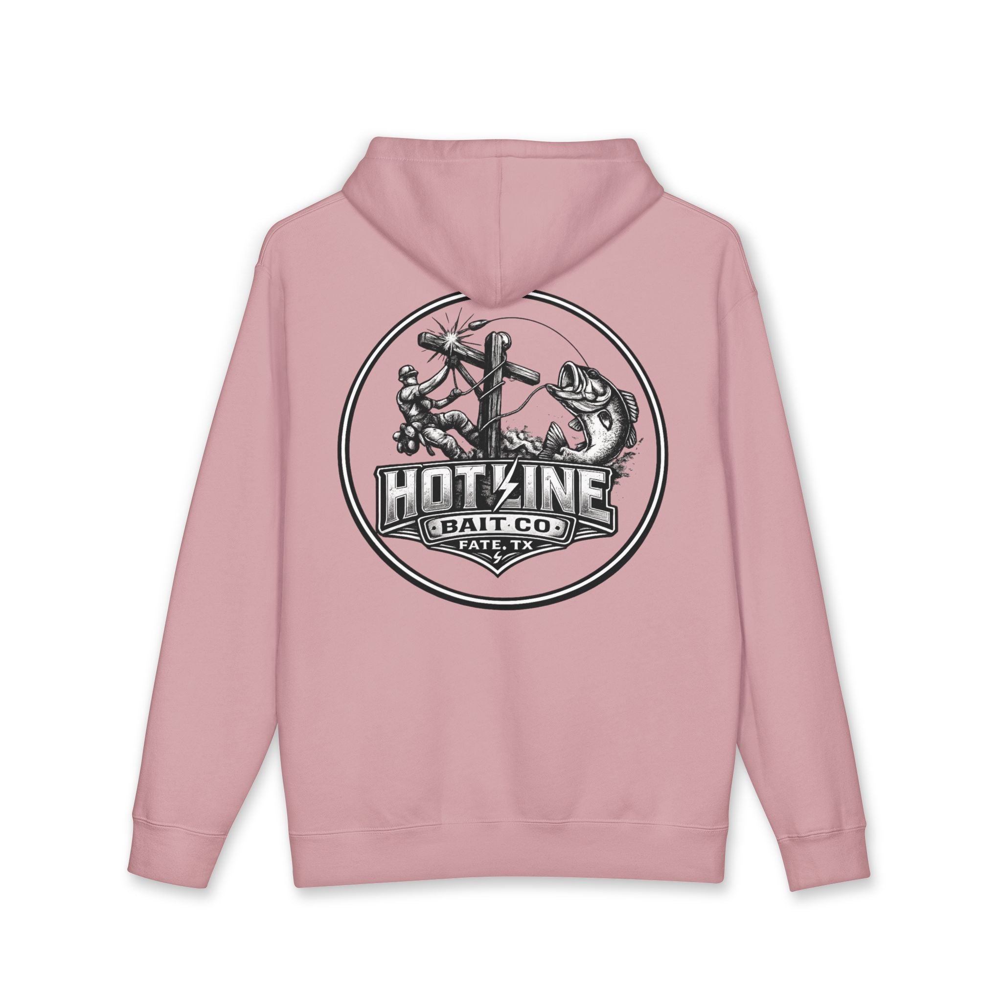 Camo 'Hot Line Bait Co.' Hoodie — Fishing Crewneck Pullover