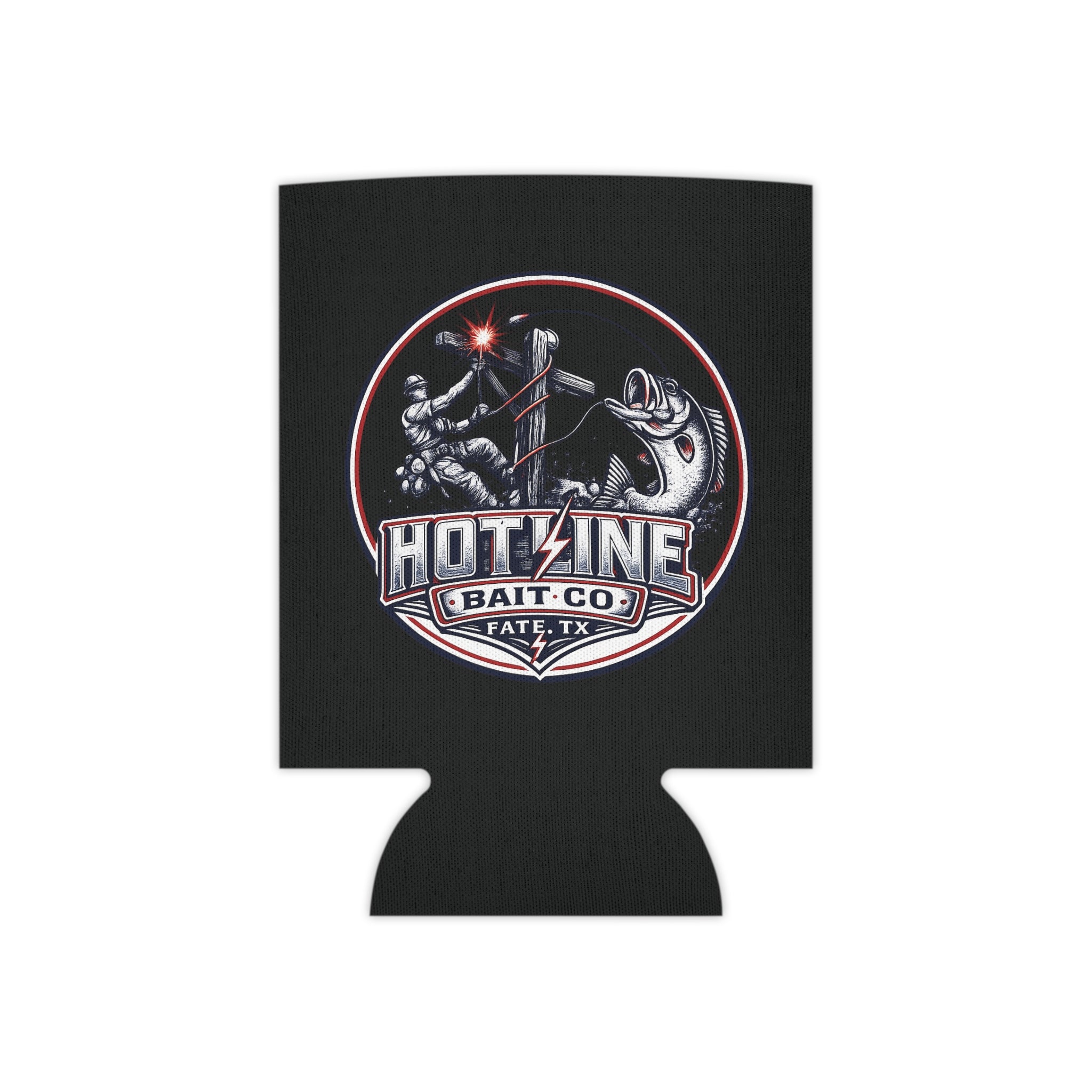 Can Cooler — "Hotline Bait Co." Fishing Logo Can Cooler