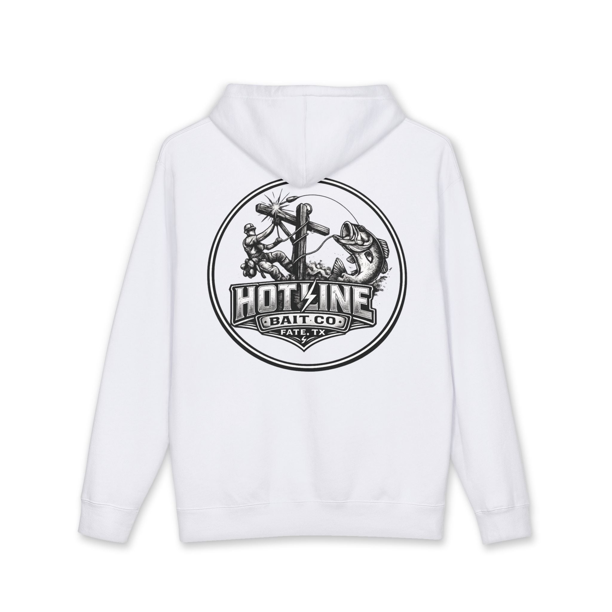 Hot Line Bait Co. Fishing Hoodie — Vintage Angler Logo Pullover