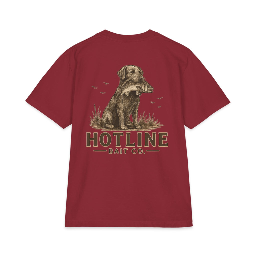 Hotline Bait Co. Labrador T-Shirt — Vintage Fishing Dog Tee